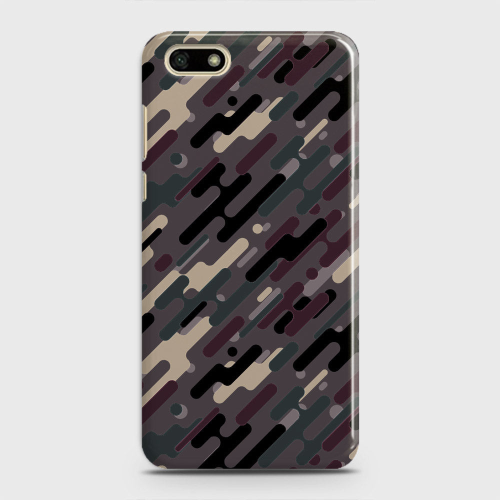 Huawei Y5 Prime 2018 Cover - Camo Series 3 - Red & Brown Design - Matte Finish - Snap On Hard Case with LifeTime Colors Guarantee