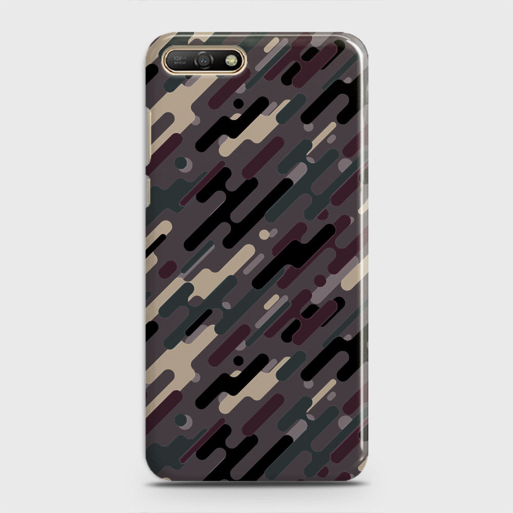 Huawei Y6 2018 Cover - Camo Series 3 - Red & Brown Design - Matte Finish - Snap On Hard Case with LifeTime Colors Guarantee