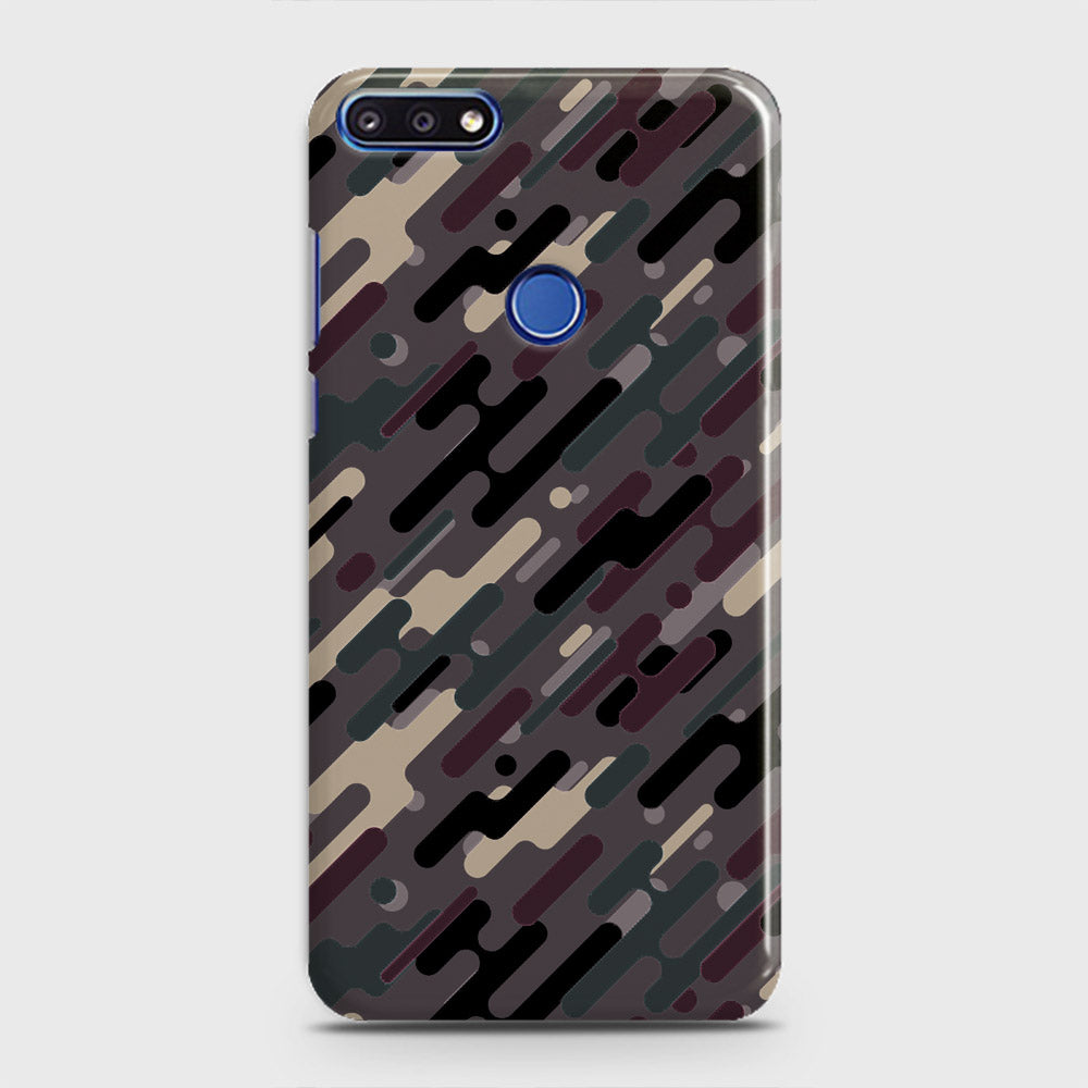 Huawei Honor 7C Cover - Camo Series 3 - Red & Brown Design - Matte Finish - Snap On Hard Case with LifeTime Colors Guarantee