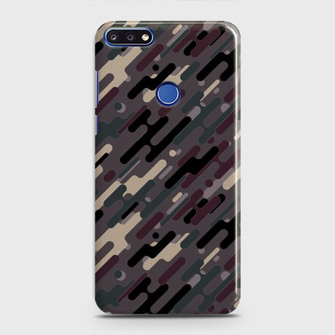 Huawei Y7 Prime 2018 Cover - Camo Series 3 - Red & Brown Design - Matte Finish - Snap On Hard Case with LifeTime Colors Guarantee