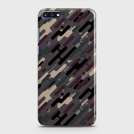 Huawei Y7 Pro 2018 Cover - Camo Series 3 - Red & Brown Design - Matte Finish - Snap On Hard Case with LifeTime Colors Guarantee