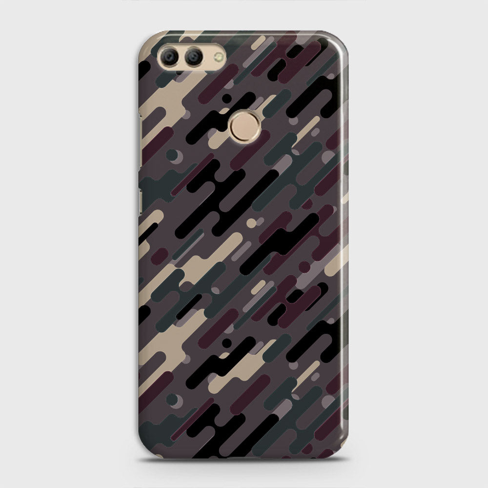 Huawei Y9 2018 Cover - Camo Series 3 - Red & Brown Design - Matte Finish - Snap On Hard Case with LifeTime Colors Guarantee
