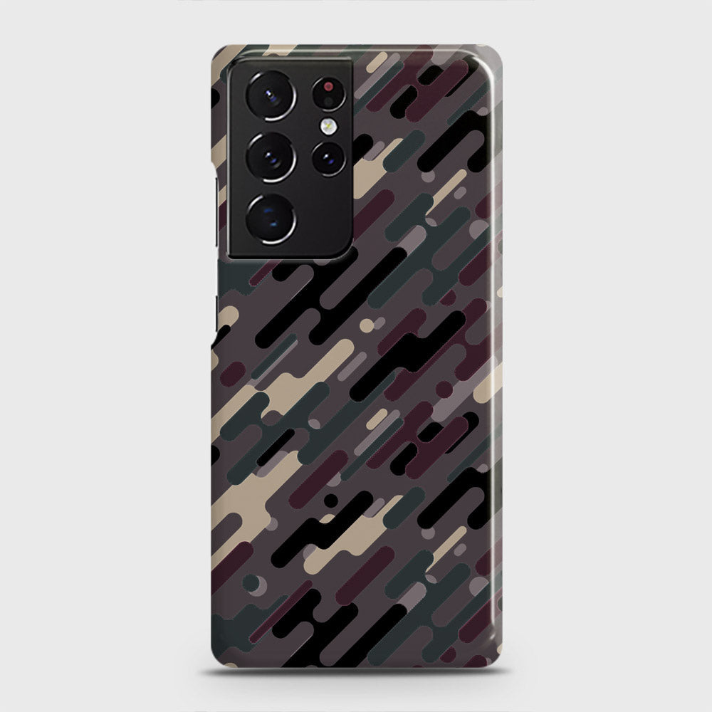 Samsung Galaxy S21 Ultra 5G Cover - Camo Series 3 - Red & Brown Design - Matte Finish - Snap On Hard Case with LifeTime Colors Guarantee
