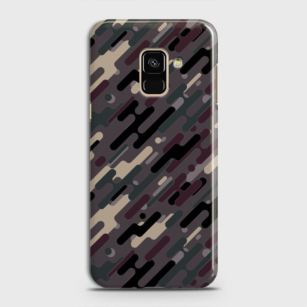 Samsung Galaxy A8 2018 Cover - Camo Series 3 - Red & Brown Design - Matte Finish - Snap On Hard Case with LifeTime Colors Guarantee