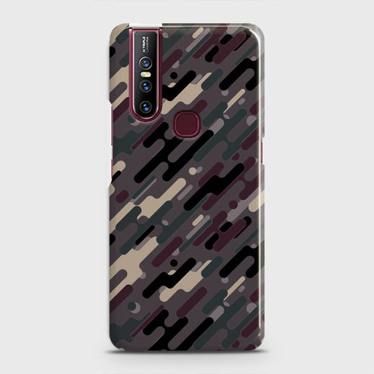 Vivo V15 Cover - Camo Series 3 - Red & Brown Design - Matte Finish - Snap On Hard Case with LifeTime Colors Guarantee