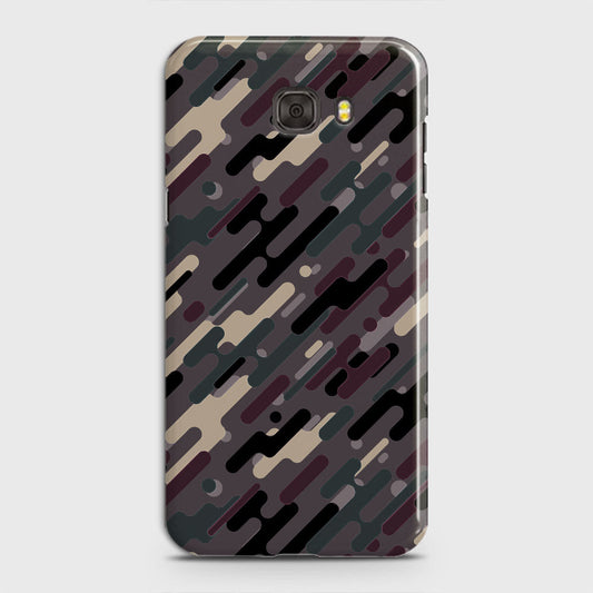 Samsung Galaxy C7 Pro Cover - Camo Series 3 - Red & Brown Design - Matte Finish - Snap On Hard Case with LifeTime Colors Guarantee