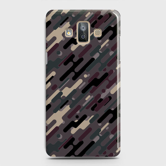 Samsung Galaxy J7 Duo Cover - Camo Series 3 - Red & Brown Design - Matte Finish - Snap On Hard Case with LifeTime Colors Guarantee