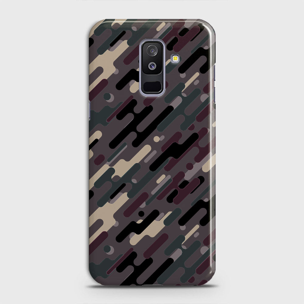 Samsung Galaxy J8 2018 Cover - Camo Series 3 - Red & Brown Design - Matte Finish - Snap On Hard Case with LifeTime Colors Guarantee