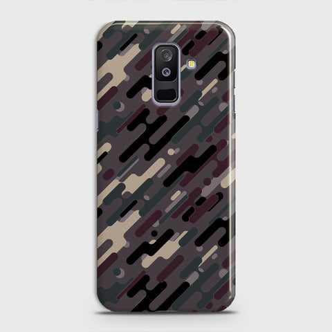 Samsung Galaxy J8 2018 Cover - Camo Series 3 - Red & Brown Design - Matte Finish - Snap On Hard Case with LifeTime Colors Guarantee