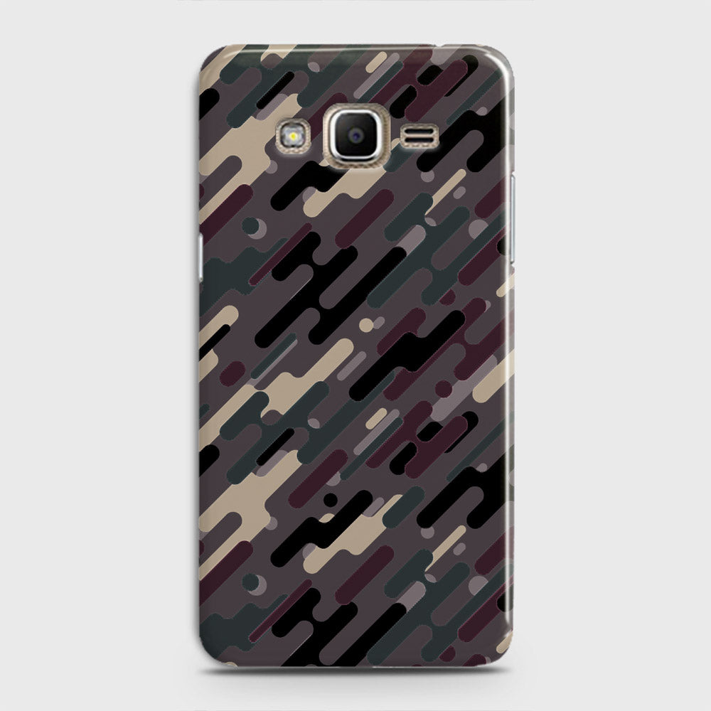 Samsung Galaxy J7 2015 Cover - Camo Series 3 - Red & Brown Design - Matte Finish - Snap On Hard Case with LifeTime Colors Guarantee