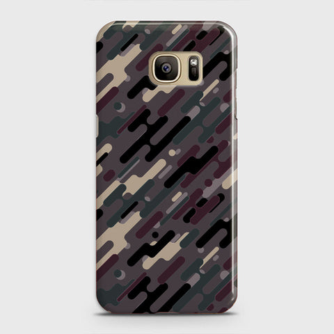 Samsung Galaxy S7 Edge Cover - Camo Series 3 - Red & Brown Design - Matte Finish - Snap On Hard Case with LifeTime Colors Guarantee