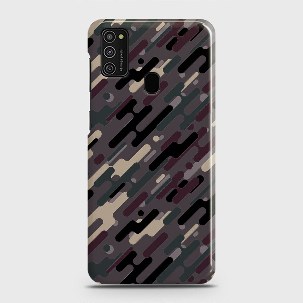 Samsung Galaxy M21 Cover - Camo Series 3 - Red & Brown Design - Matte Finish - Snap On Hard Case with LifeTime Colors Guarantee