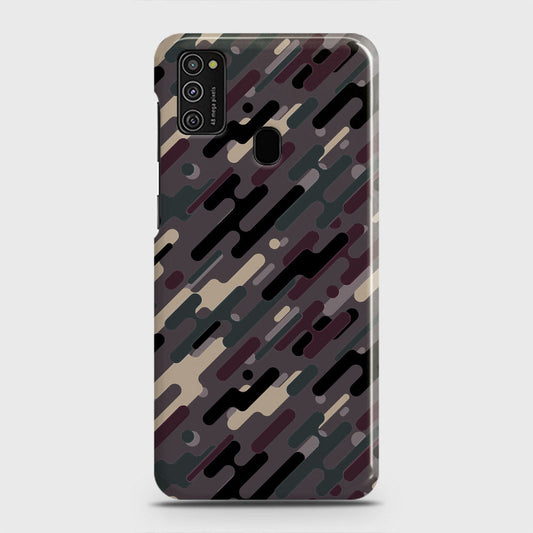 Samsung Galaxy M21 Cover - Camo Series 3 - Red & Brown Design - Matte Finish - Snap On Hard Case with LifeTime Colors Guarantee