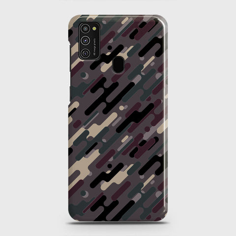 Samsung Galaxy M21 Cover - Camo Series 3 - Red & Brown Design - Matte Finish - Snap On Hard Case with LifeTime Colors Guarantee