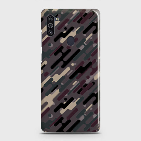 Samsung Galaxy M11 Cover - Camo Series 3 - Red & Brown Design - Matte Finish - Snap On Hard Case with LifeTime Colors Guarantee