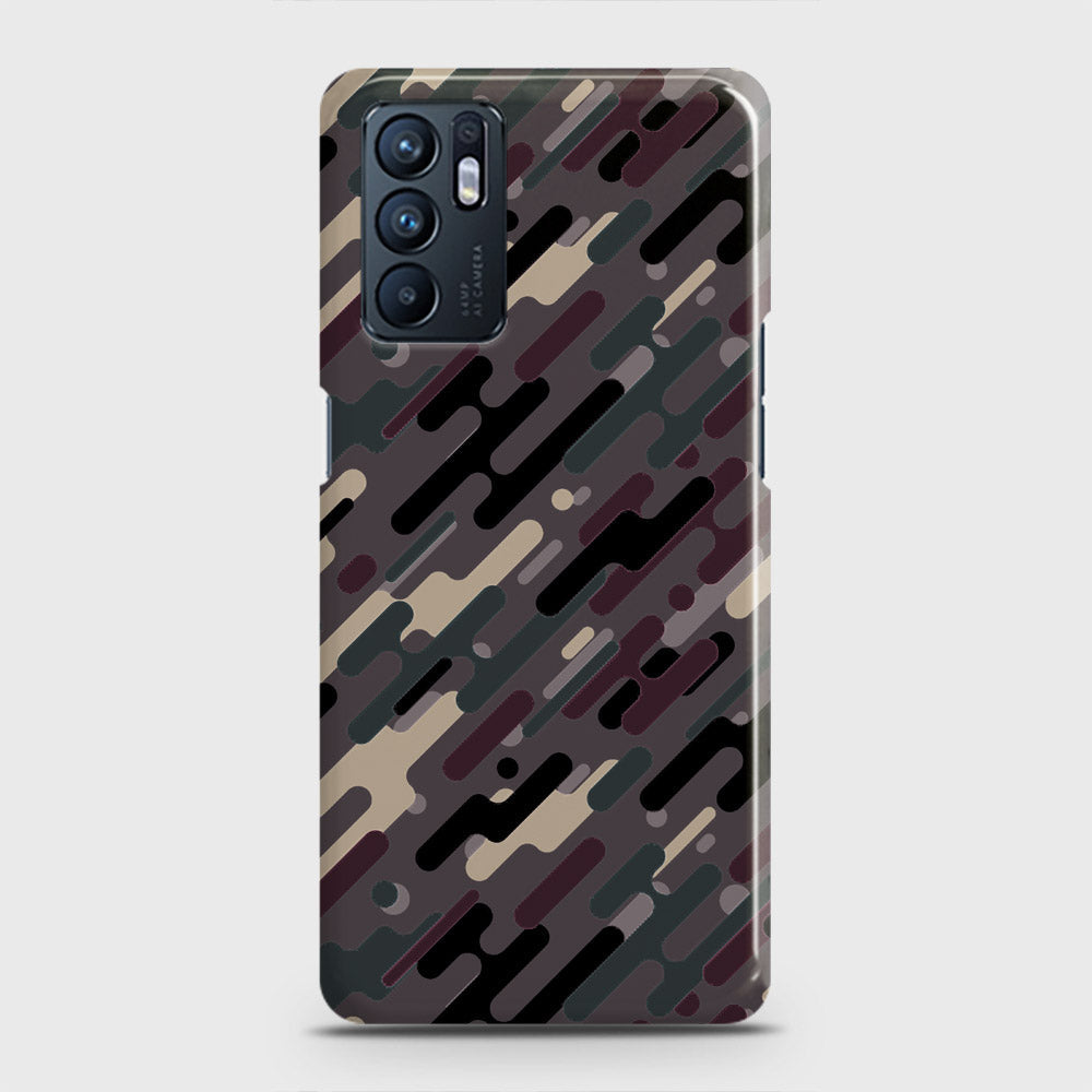 Oppo Reno 6 Cover - Camo Series 3 - Red & Brown Design - Matte Finish - Snap On Hard Case with LifeTime Colors Guarantee