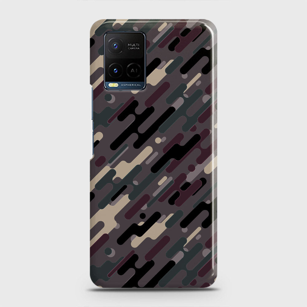 Vivo Y21e Cover - Camo Series 3 - Red & Brown Design - Matte Finish - Snap On Hard Case with LifeTime Colors Guarantee