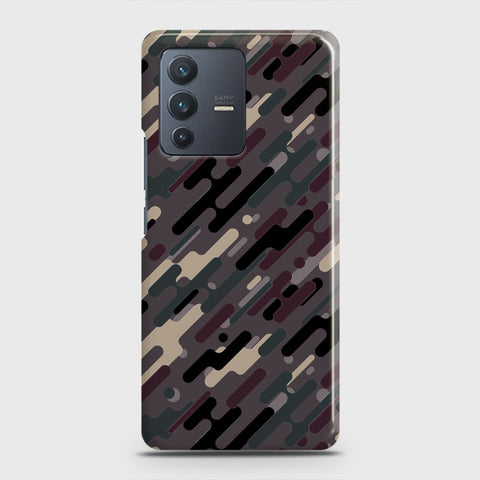 Vivo V23 5G Cover - Camo Series 3 - Red & Brown Design - Matte Finish - Snap On Hard Case with LifeTime Colors Guarantee