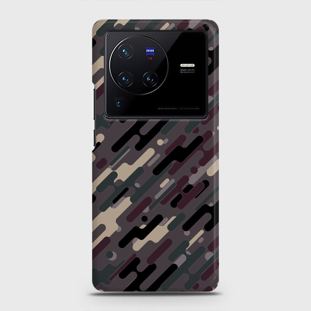 Vivo X80 Cover - Camo Series 3 - Red & Brown Design - Matte Finish - Snap On Hard Case with LifeTime Colors Guarantee