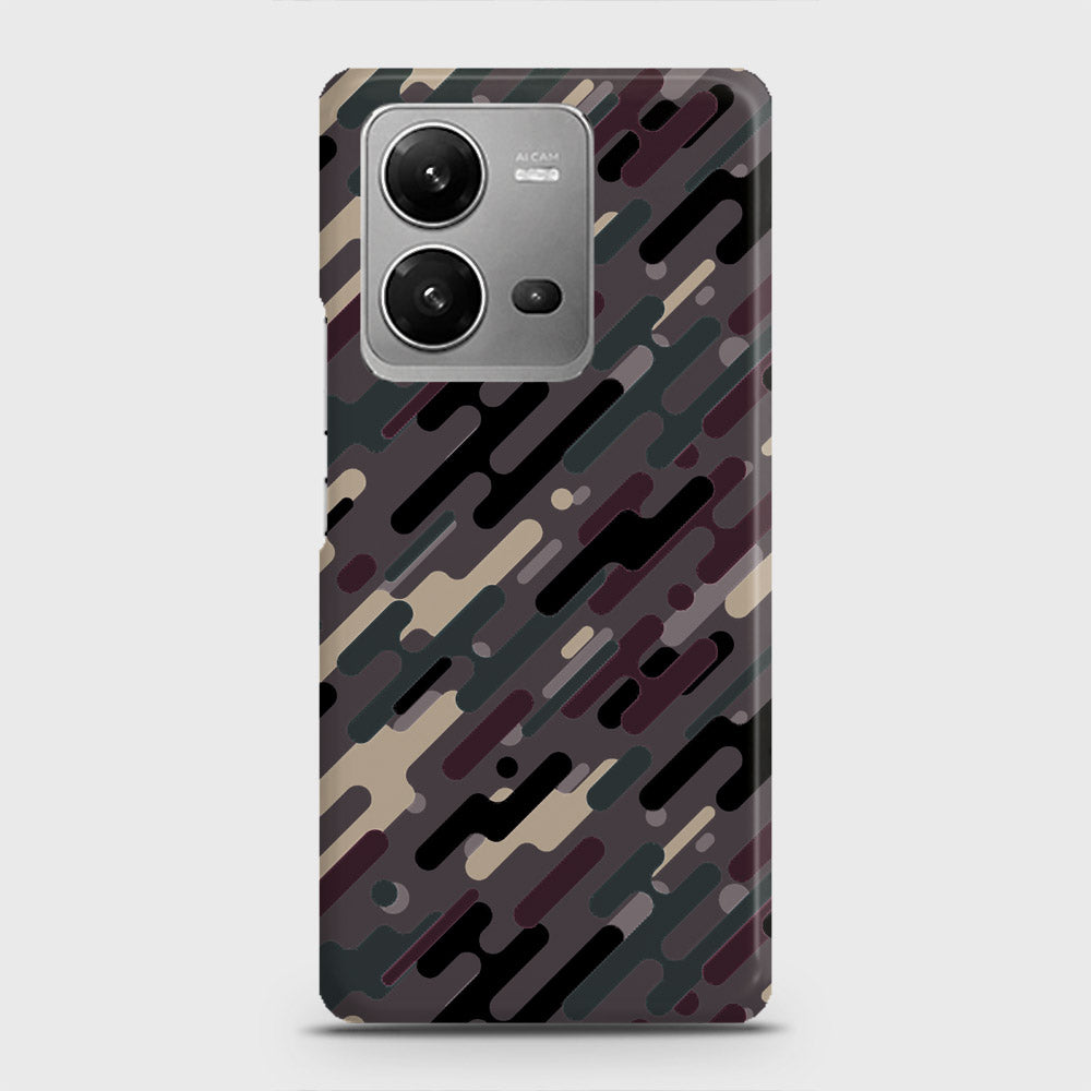 Vivo V25 Cover - Camo Series 3 - Red & Brown Design - Matte Finish - Snap On Hard Case with LifeTime Colors Guarantee