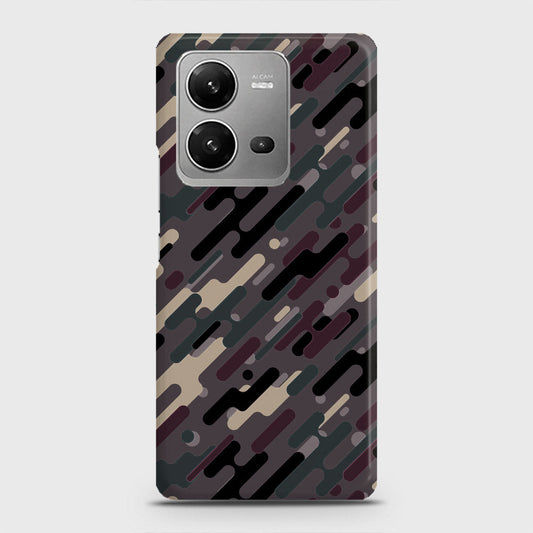 Vivo V25 Cover - Camo Series 3 - Red & Brown Design - Matte Finish - Snap On Hard Case with LifeTime Colors Guarantee