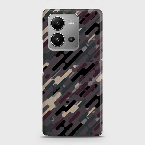 Vivo V25 Cover - Camo Series 3 - Red & Brown Design - Matte Finish - Snap On Hard Case with LifeTime Colors Guarantee