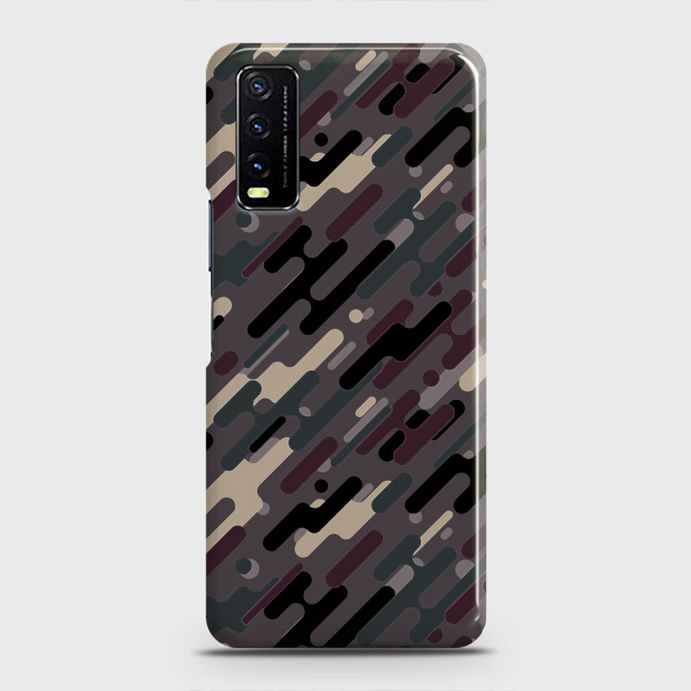 Vivo Y20i  Cover - Camo Series 3 - Red & Brown Design - Matte Finish - Snap On Hard Case with LifeTime Colors Guarantee