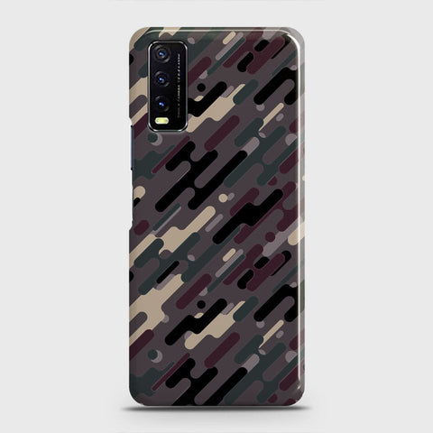 Vivo Y12a  Cover - Camo Series 3 - Red & Brown Design - Matte Finish - Snap On Hard Case with LifeTime Colors Guarantee