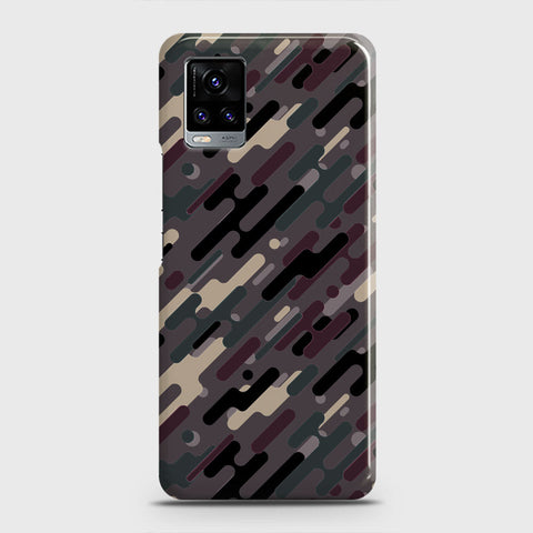 Vivo V20  Cover - Camo Series 3 - Red & Brown Design - Matte Finish - Snap On Hard Case with LifeTime Colors Guarantee
