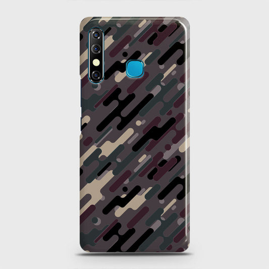 Infinix Hot 8 Cover - Camo Series 3 - Red & Brown Design - Matte Finish - Snap On Hard Case with LifeTime Colors Guarantee