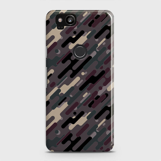 Google Pixel 2 Cover - Camo Series 3 - Red & Brown Design - Matte Finish - Snap On Hard Case with LifeTime Colors Guarantee