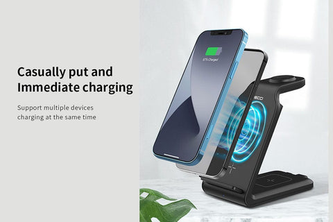 Black - Recci RCW-16 - 4 in 1 magnetic suction wireless charging & bracket 15W High Power Charger