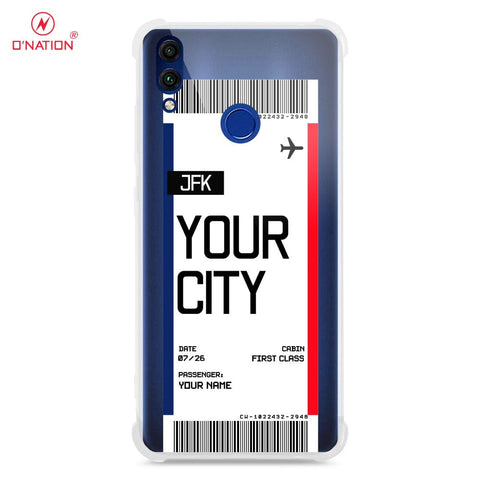 Huawei Honor 8C Cover - Personalised Boarding Pass Ticket Series - 5 Designs - Clear Phone Case - Soft Silicon Borders