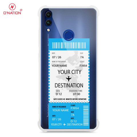 Huawei Honor 8C Cover - Personalised Boarding Pass Ticket Series - 5 Designs - Clear Phone Case - Soft Silicon Borders