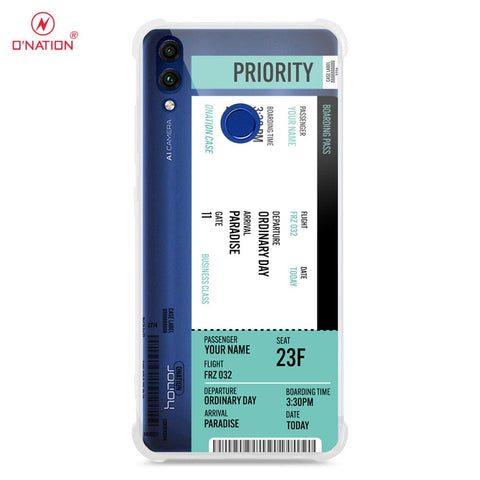 Huawei Honor 8C Cover - Personalised Boarding Pass Ticket Series - 5 Designs - Clear Phone Case - Soft Silicon Borders