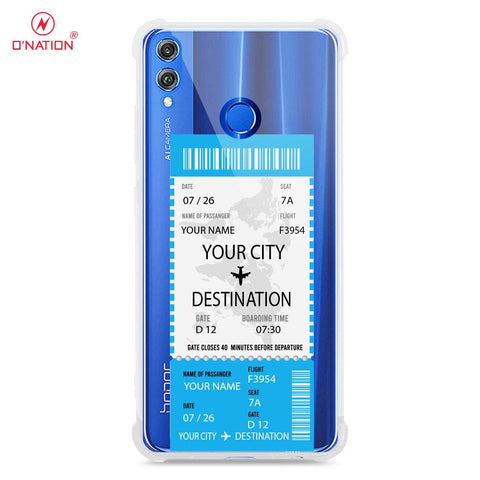 Huawei Honor 8X Cover - Personalised Boarding Pass Ticket Series - 5 Designs - Clear Phone Case - Soft Silicon Borders