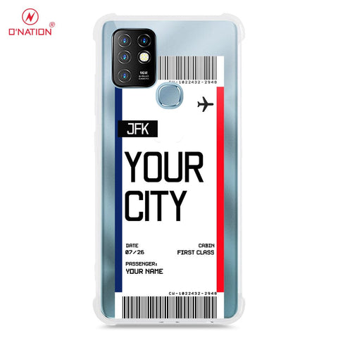 Infinix Hot 10 Cover - Personalised Boarding Pass Ticket Series - 5 Designs - Clear Phone Case - Soft Silicon Borders