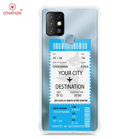 Infinix Hot 10 Cover - Personalised Boarding Pass Ticket Series - 5 Designs - Clear Phone Case - Soft Silicon Borders