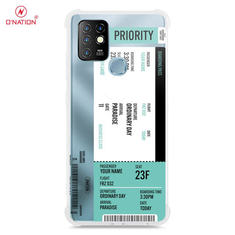 Infinix Hot 10 Cover - Personalised Boarding Pass Ticket Series - 5 Designs - Clear Phone Case - Soft Silicon Borders