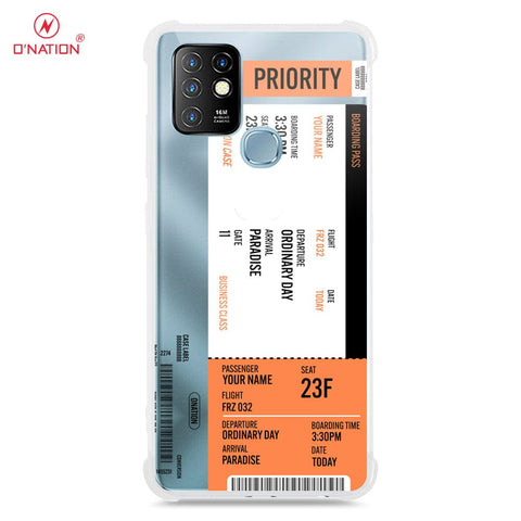 Infinix Hot 10 Cover - Personalised Boarding Pass Ticket Series - 5 Designs - Clear Phone Case - Soft Silicon Borders