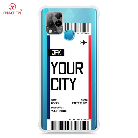 Infinix Hot 10T Cover - Personalised Boarding Pass Ticket Series - 5 Designs - Clear Phone Case - Soft Silicon Borders