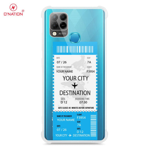 Infinix Hot 10T Cover - Personalised Boarding Pass Ticket Series - 5 Designs - Clear Phone Case - Soft Silicon Borders