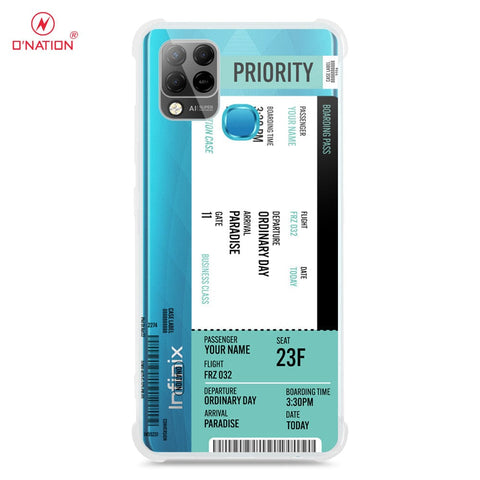 Infinix Hot 10T Cover - Personalised Boarding Pass Ticket Series - 5 Designs - Clear Phone Case - Soft Silicon Borders