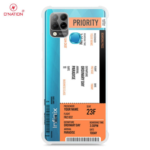 Infinix Hot 10T Cover - Personalised Boarding Pass Ticket Series - 5 Designs - Clear Phone Case - Soft Silicon Borders