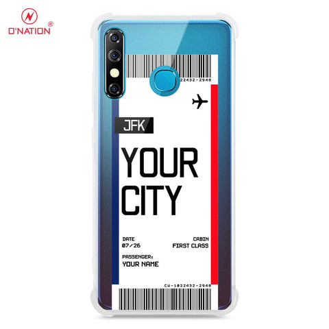 Infinix Hot 8 Cover - Personalised Boarding Pass Ticket Series - 5 Designs - Clear Phone Case - Soft Silicon Borders