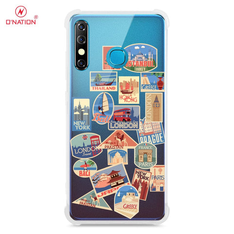 Infinix Hot 8 Cover - Personalised Boarding Pass Ticket Series - 5 Designs - Clear Phone Case - Soft Silicon Borders