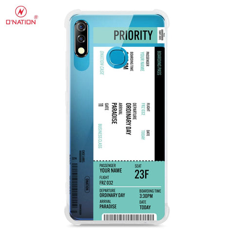 Infinix Hot 8 Lite Cover - Personalised Boarding Pass Ticket Series - 5 Designs - Clear Phone Case - Soft Silicon Borders