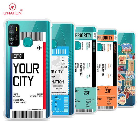 Infinix Hot 9 Cover - Personalised Boarding Pass Ticket Series - 5 Designs - Clear Phone Case - Soft Silicon Borders