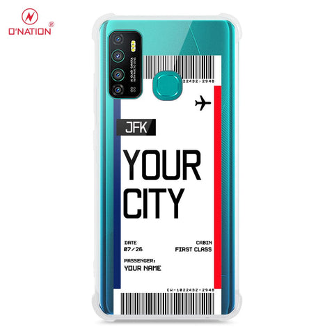 Infinix Hot 9 Cover - Personalised Boarding Pass Ticket Series - 5 Designs - Clear Phone Case - Soft Silicon Borders
