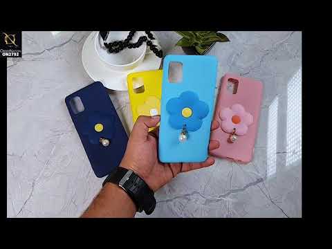 Oppo A92 Cover - Sky Blue - Soft Vintage Floral Case With Droping Pearl Stone